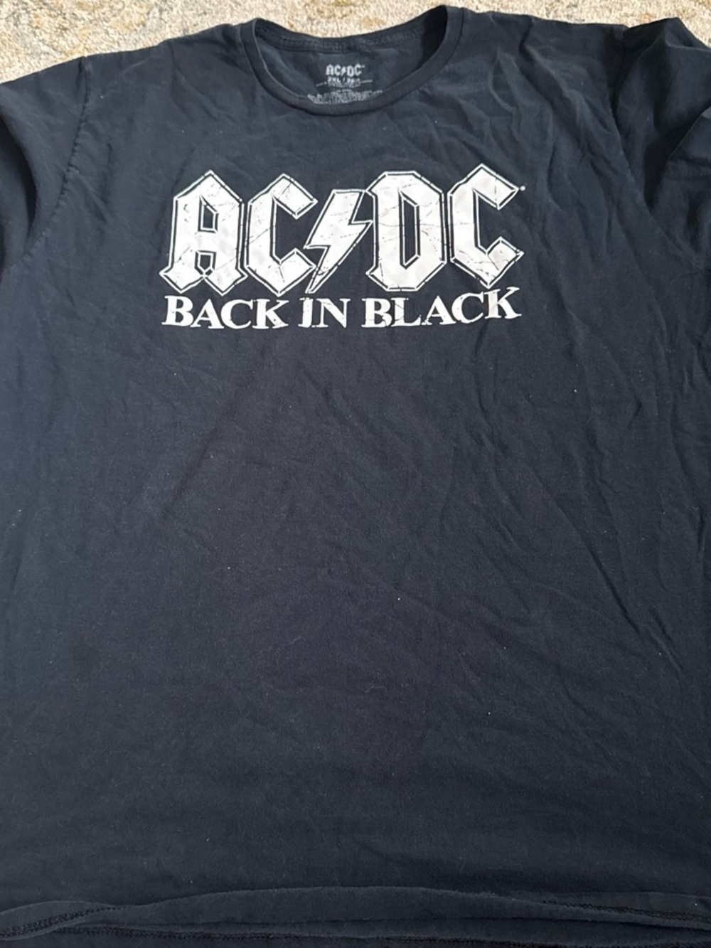AC/DC Black Tee with White Logo Text